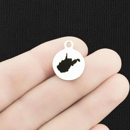 Petites breloques rondes en acier inoxydable de Virginie-Occidentale - BFS002-6320
