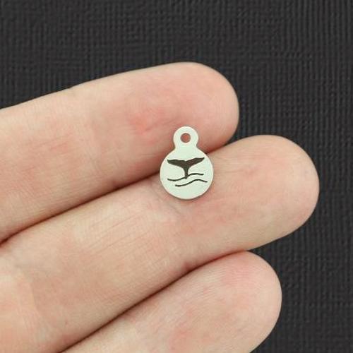 Whale Tail Stainless Steel 8mm Loop Charms - BFS004-5487