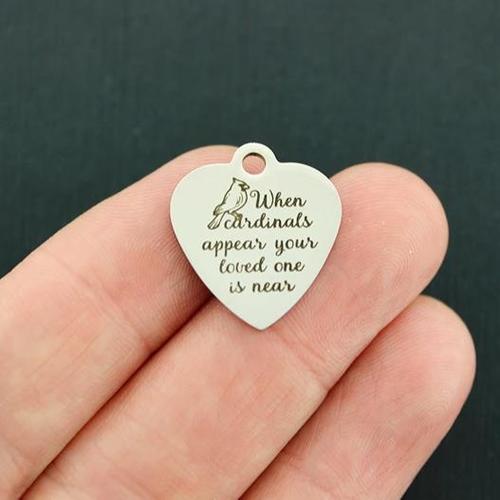 When Cardinals Appear Stainless Steel Charms - Your loved one is near - BFS011-3143