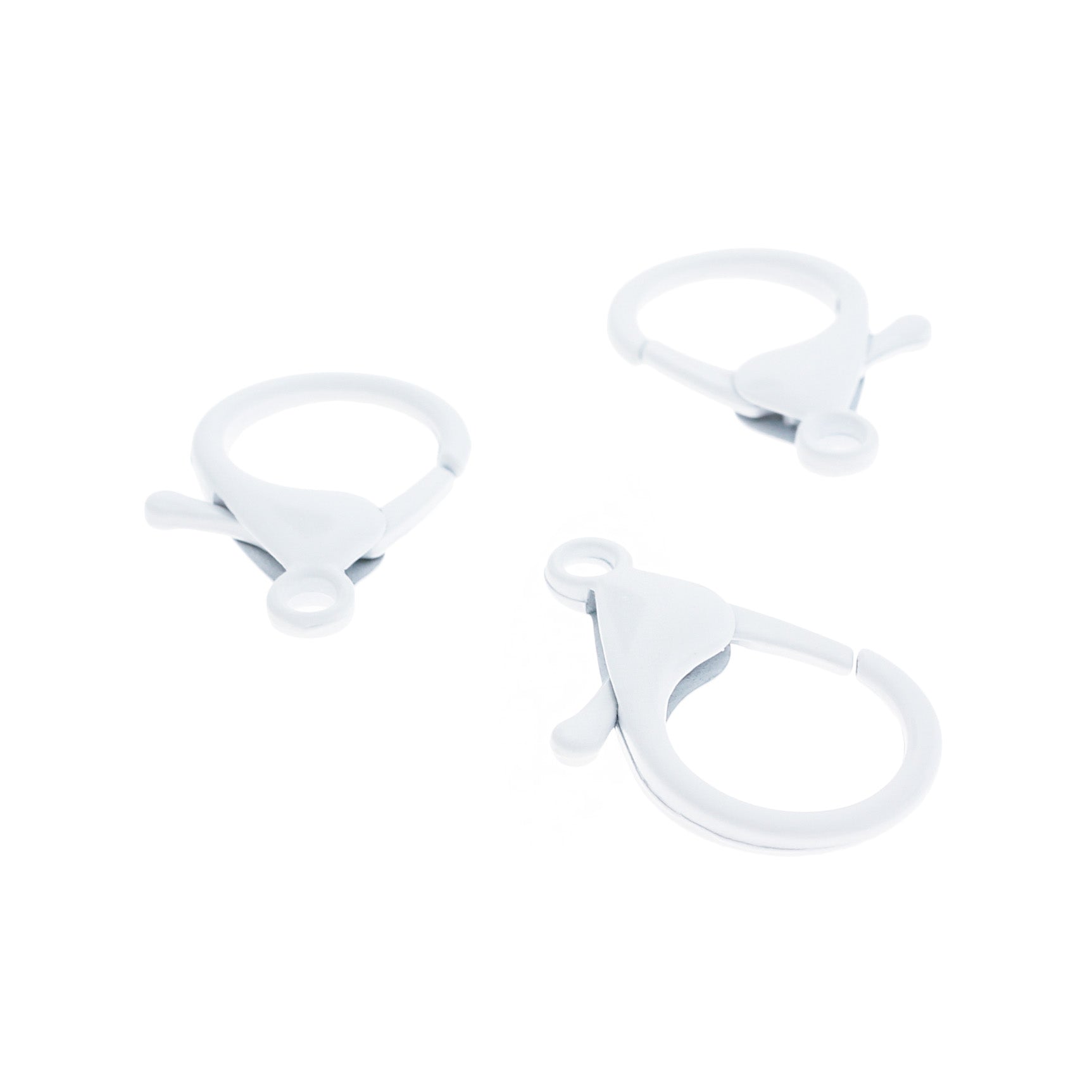 White Enamel Lobster Clasps 35mm x 23mm - 4 Clasps - FD1027