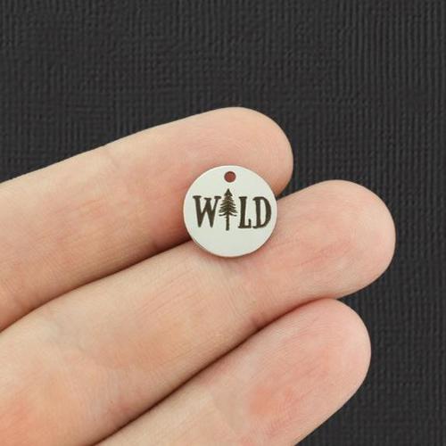 Wild Stainless Steel 13mm Round Charms - BFS007-5548