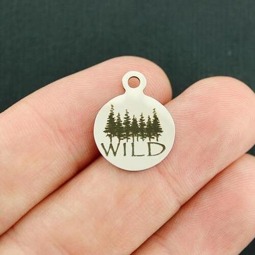Wild Stainless Steel Small Round Charms - BFS002-4150