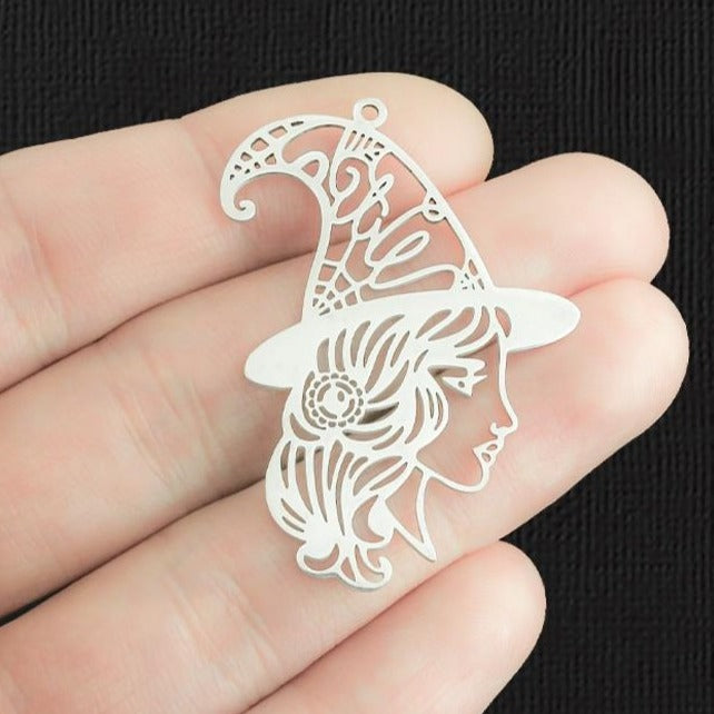 Witch Stainless Steel Charm 2 Sided - SSP441