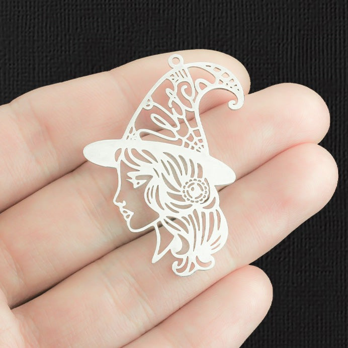 Witch Stainless Steel Charm 2 Sided - SSP441