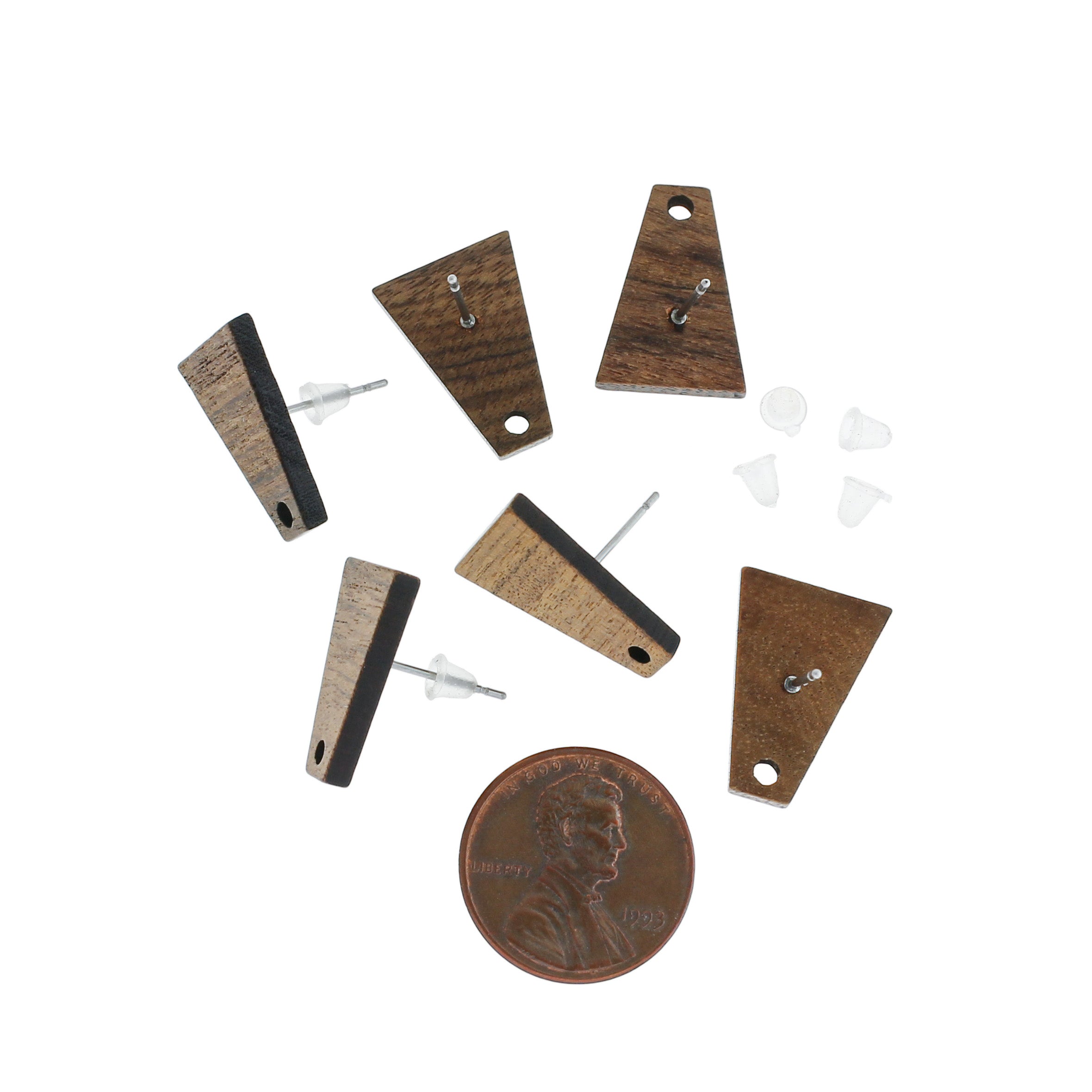 Wood Stainless Steel Earrings - Geometric Trapezoid Studs - 7 Colors Available!