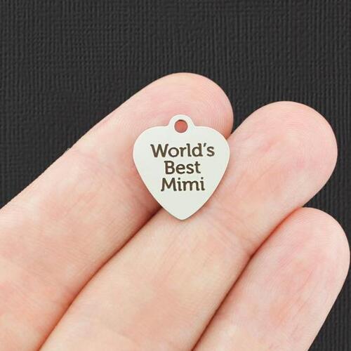 World's Best Mimi Stainless Steel Small Heart Charms - BFS012-5093