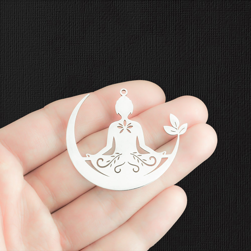 Yoga Meditation Stainless Steel Charm 2 Sided - SSP438