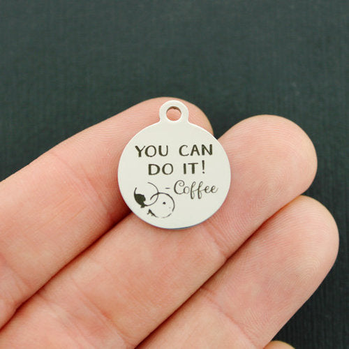 You can do it Stainless Steel Charms - Coffee - BFS001-4446