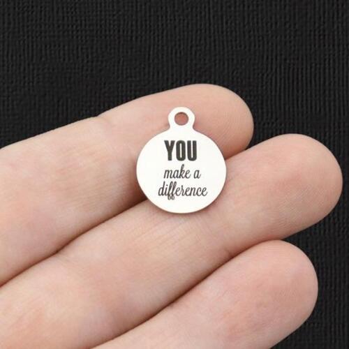 You make a difference Stainless Steel Small Round Charms - BFS002-5737