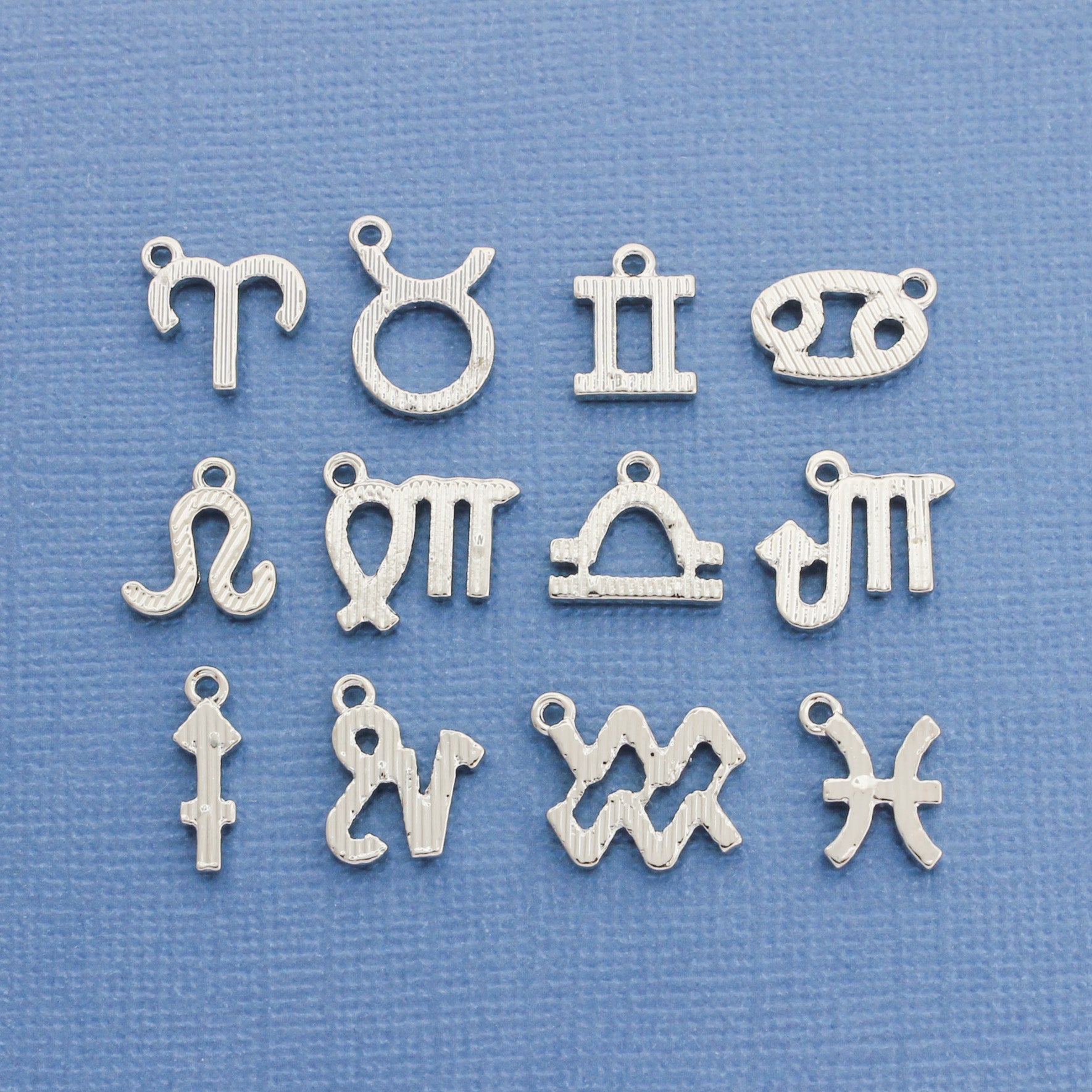 Zodiac Silver Tone Charm With Inset Rhinestones - Choose Your Sign