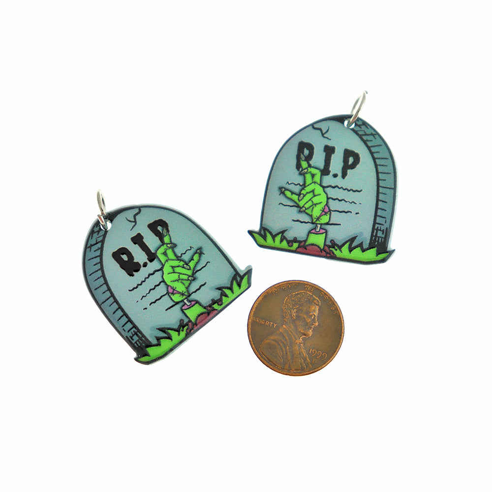 Charme Acrylique Tombstone Zombie 2 Faces - K619