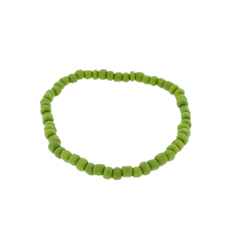 Seed Glass Bead Bracelets - 65mm - Olive Green - 5 Bracelets - BB092