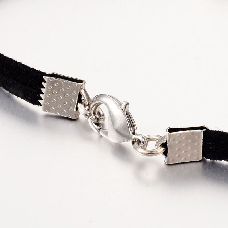 Black Faux Suede Cord Bracelet 7 1/2" - 7mm - 5 Bracelets - N210