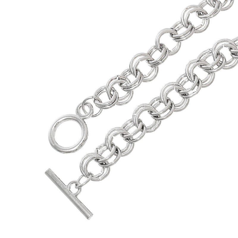 Silver Tone Cable Chain Bracelet 7.75" - 8mm - 1 Bracelet - N159