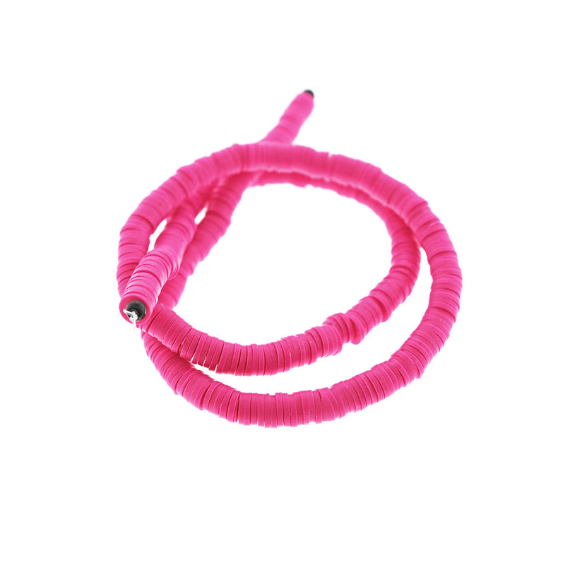 Heishi Polymer Clay Beads 6mm x 1mm - Dark Pink - 1 Strand 380 Beads - BD2351
