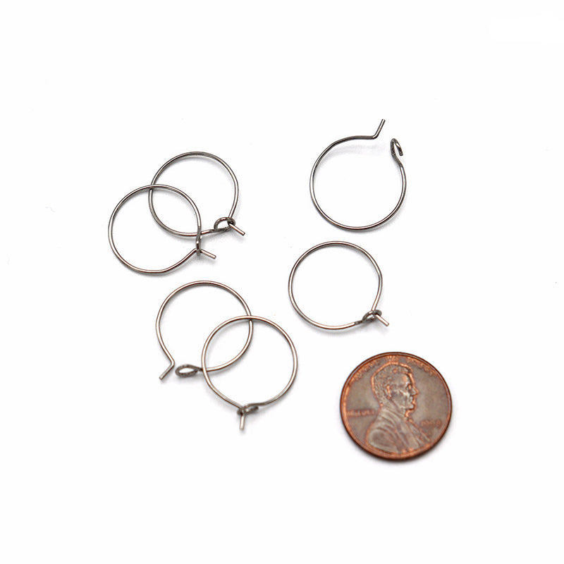 Stainless Steel Earring Wires - Wine Charms Hoops - 15mm - 20 Pieces - FD960