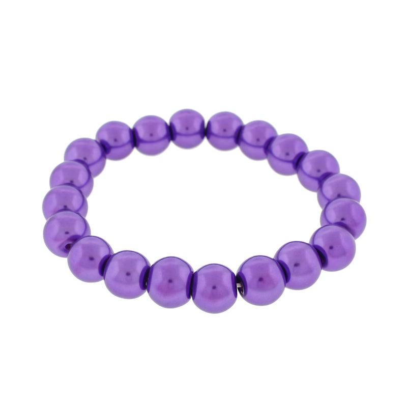 Round Acrylic Bead Bracelet - 45mm - Royal Purple - 1 Bracelet - BB016