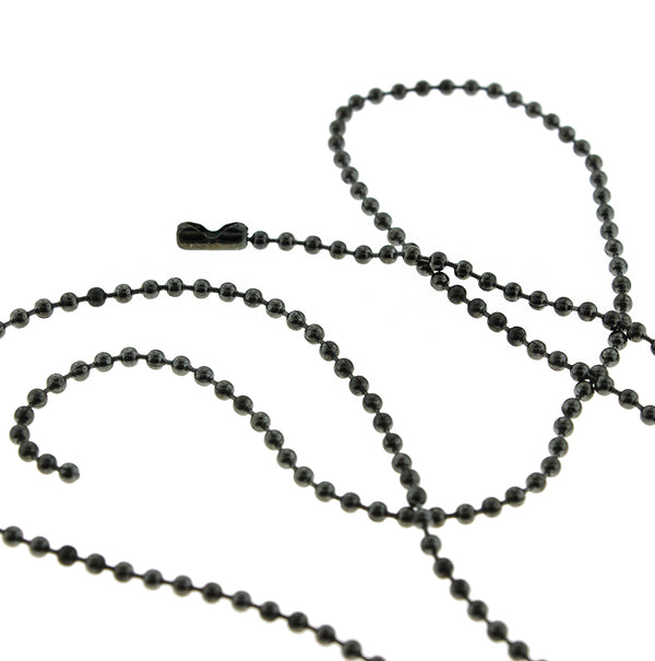 Gunmetal Tone Stainless Steel Ball Chain Necklaces 28" - 2.5mm - 5 Necklaces - N173