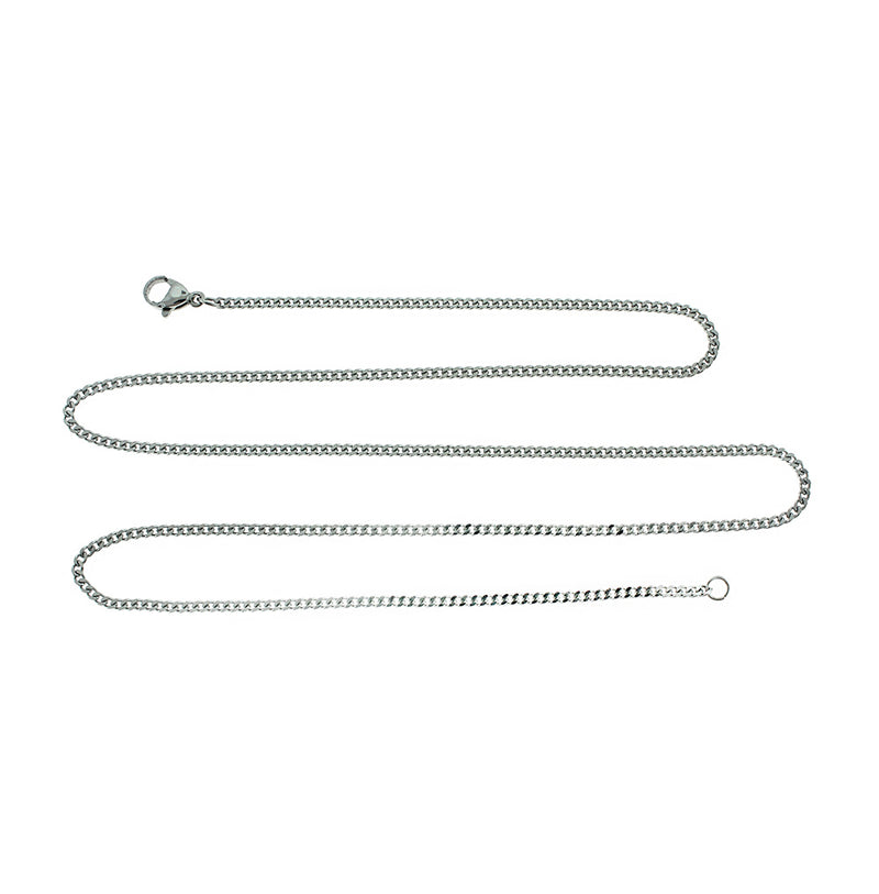 Stainless Steel Curb Chain Necklace 21.5"- 1.5mm - 10 Necklaces - N611