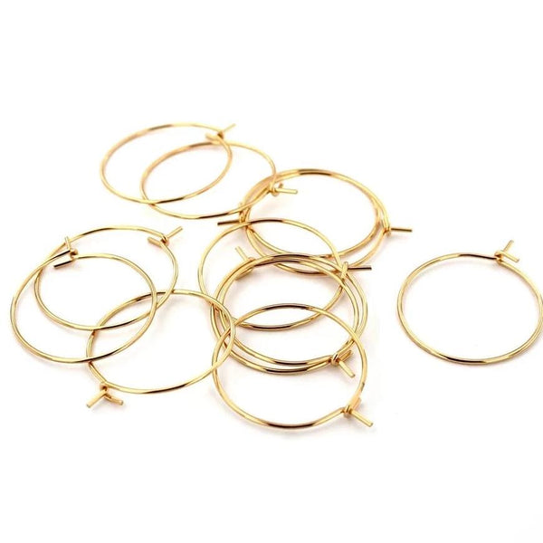 Gold Stainless Steel Earring Wires - Wine Charms Hoops - 20mm - 10 Pieces 5 Pairs - FD725