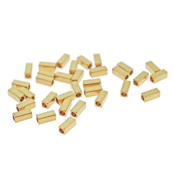 Rectangular Brass Spacer Metal Beads 7mm - Gold Tone - 50 Beads - GC730