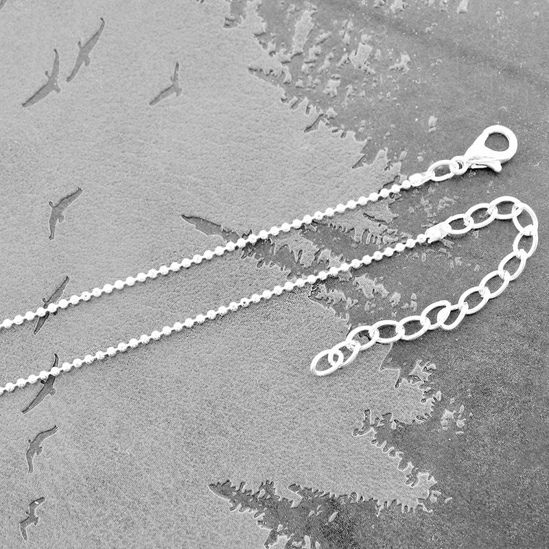 Silver Tone Ball Chain Necklaces 15.7" Plus Extender - 1mm - 10 Necklaces - N534