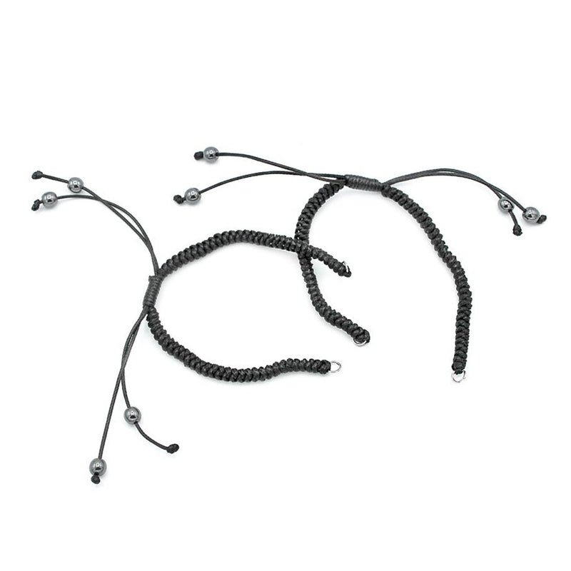 Black Wax Cord Adjustable Bracelet - 185mm - 1 Bracelet - N706