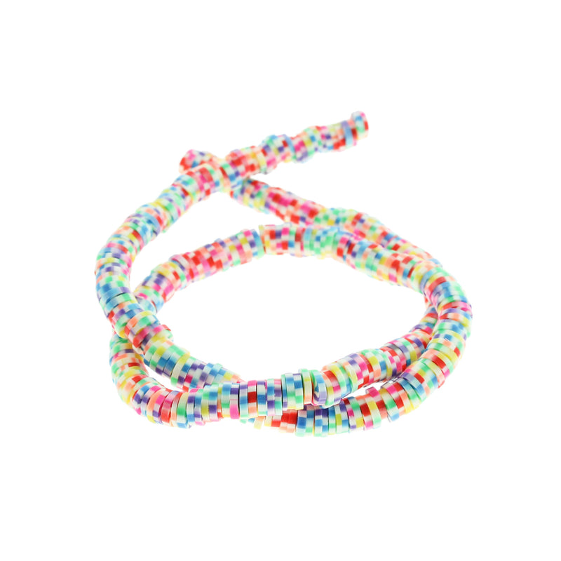 Heishi Polymer Clay Beads 6mm x 1mm - Assorted Rainbow - 1 Strand 320 Beads - BD350