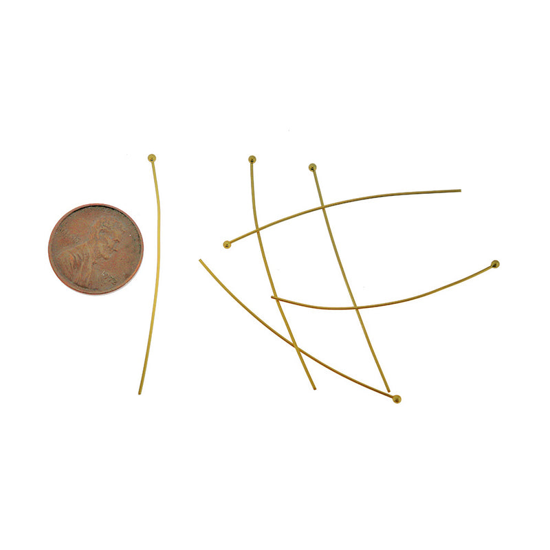 Gold Stainless Steel Ball Head Pins - 50mm - 10 Pieces - PIN089