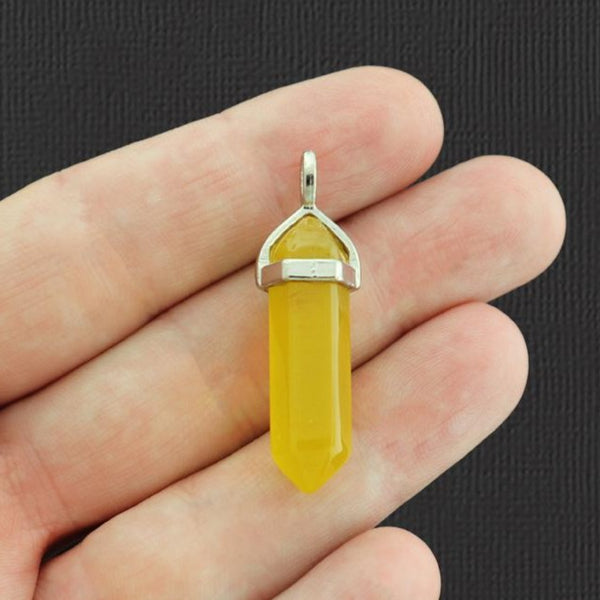 Natural Yellow Agate Gemstone Crystal Point Pendant - GEM080