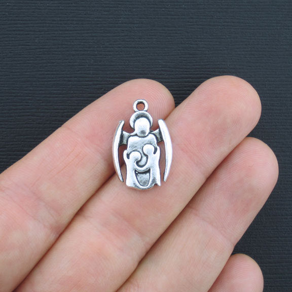 4 Mother Angel Antique Silver Tone Charms - SC3349