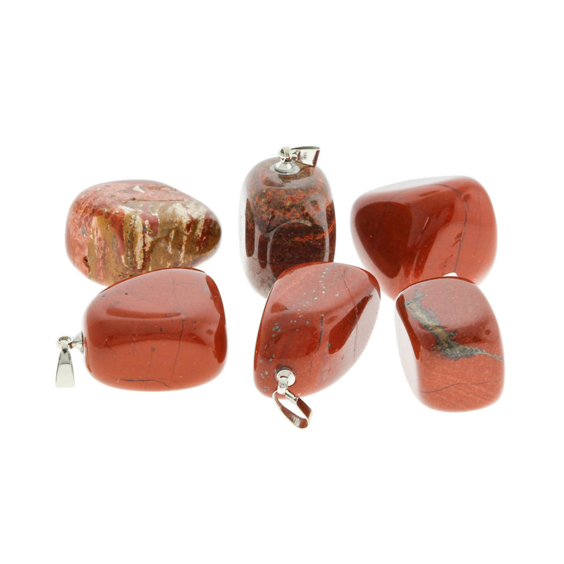 2 Natural Red Jasper Gemstone Pendants 3D - GEM137