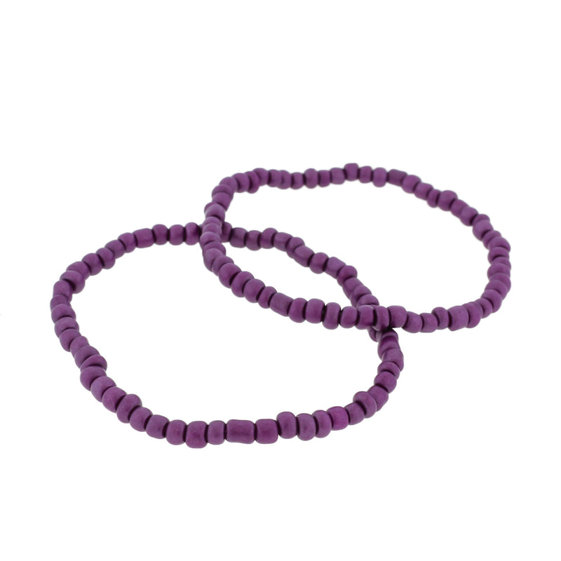 Seed Glass Bead Bracelets - 65mm - Royal Purple - 5 Bracelets - BB099