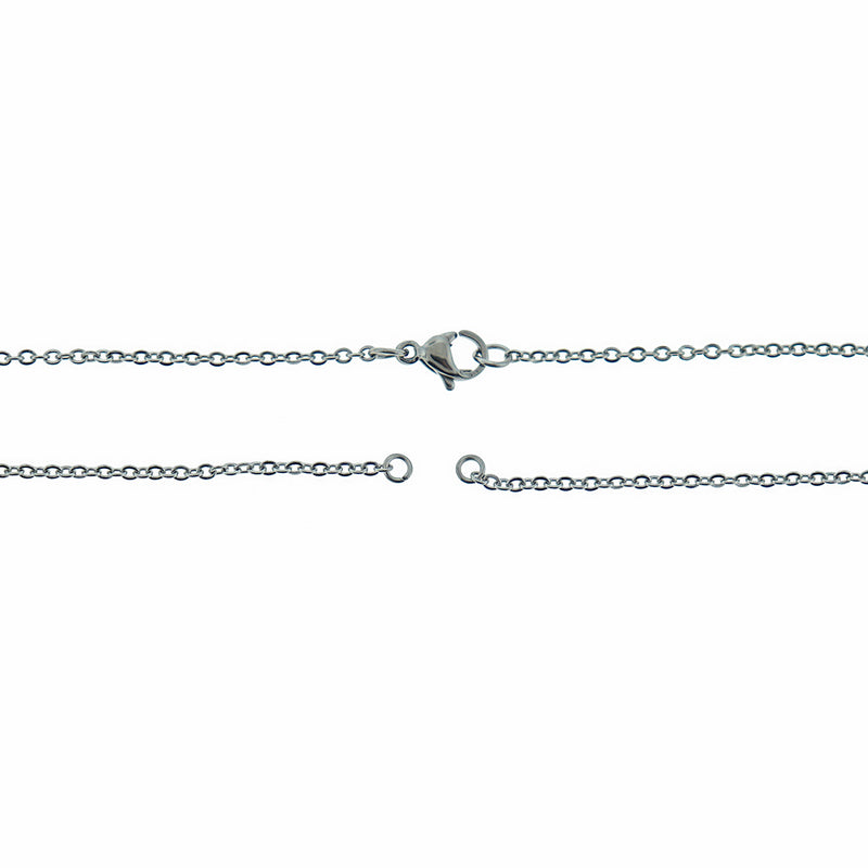 Stainless Steel Cable Chain Connector Necklace 18"- 2mm - 10 Necklaces - N618