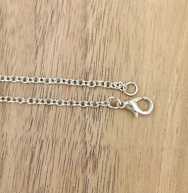 Antique Silver Tone Cable Chain Necklaces 20" - 2mm - 10 Necklaces - N488