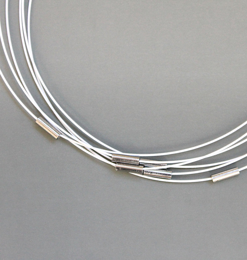 White Steel Wire Necklace 19 5/8" - 1mm - 5 Necklaces - N354