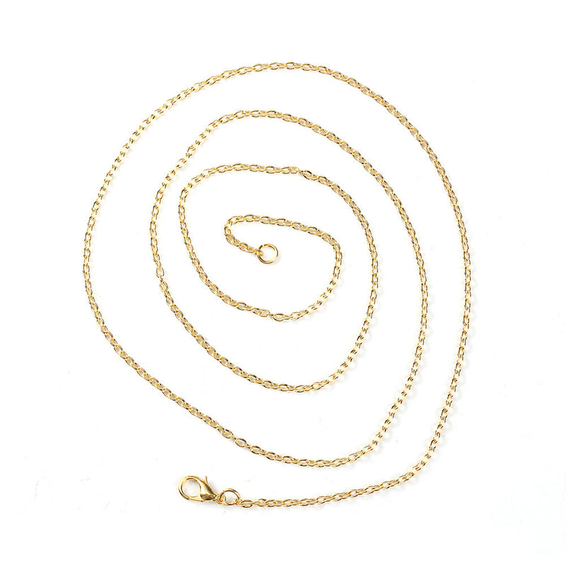 Gold Tone Cable Chain Necklaces 30" - 3mm - 2 Necklaces - N469