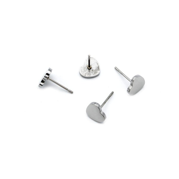 Heart Stainless Steel Earring Studs - 6mm x 6.5mm - 2 Pieces 1 Pair - Z1575