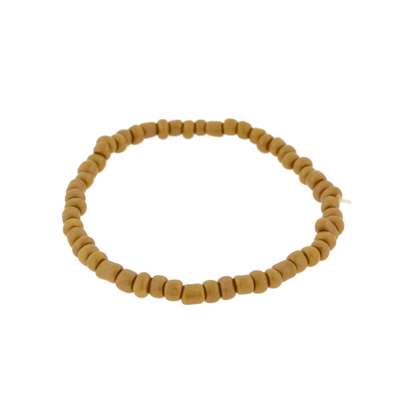 Seed Glass Bead Bracelets - 65mm - Almond Brown - 5 Bracelets - BB095