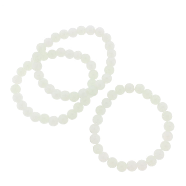 Imitation Jade Bead Bracelets - 50mm - White - 5 Bracelets - BB038
