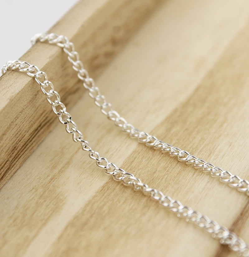 Silver Tone Curb Chain Necklaces 20" - 3mm - 12 Necklaces - N490