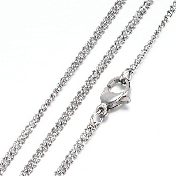 Stainless Steel Curb Chain Necklaces 20" - 2mm - 10 Necklaces - N367