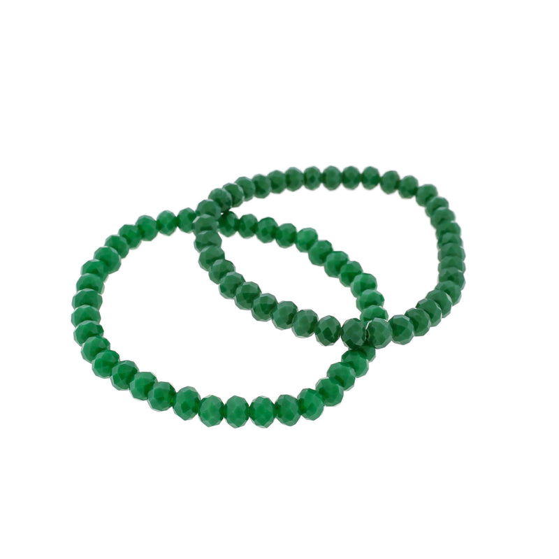 Faceted Glass Bead Bracelet 65mm - Forest Green - 1 Bracelet - BB209