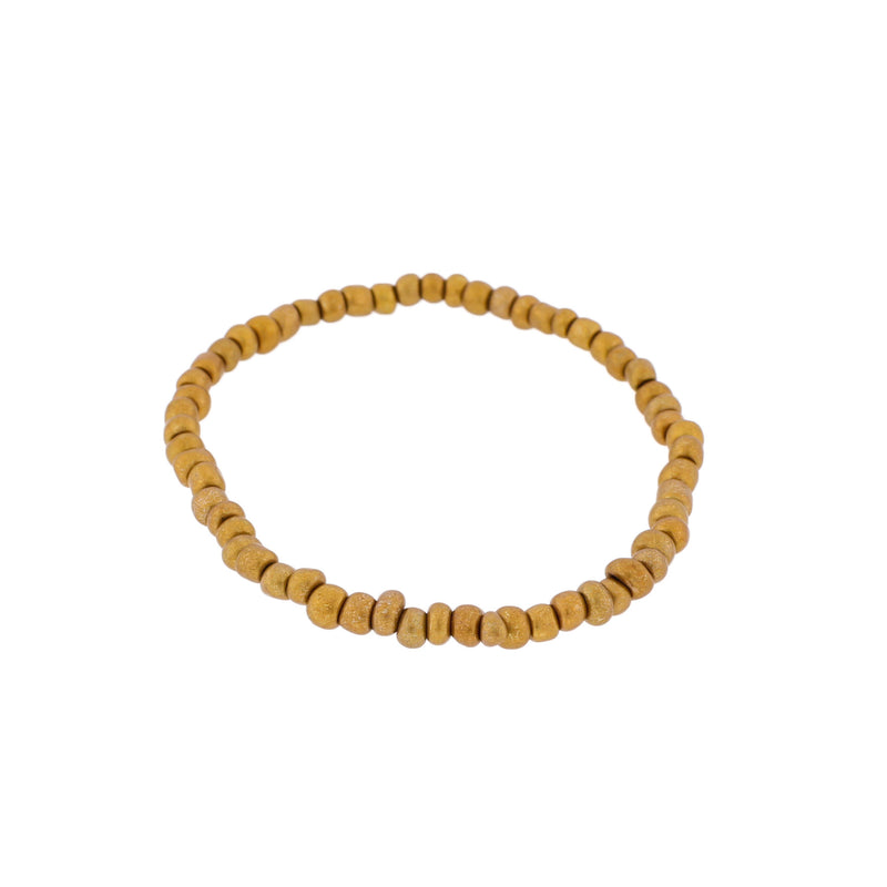 Seed Glass Bead Bracelets - 65mm - Gold - 5 Bracelets - BB101