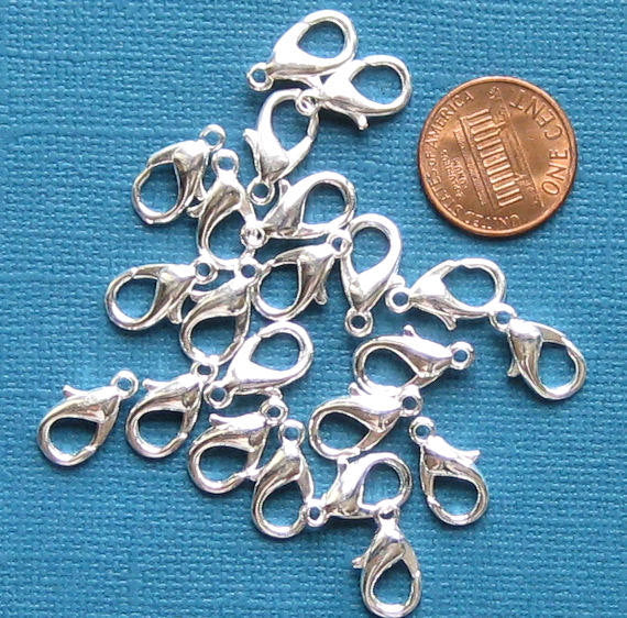 Silver Tone Lobster Clasps 16mm x 9mm - 10 Clasps - FF201