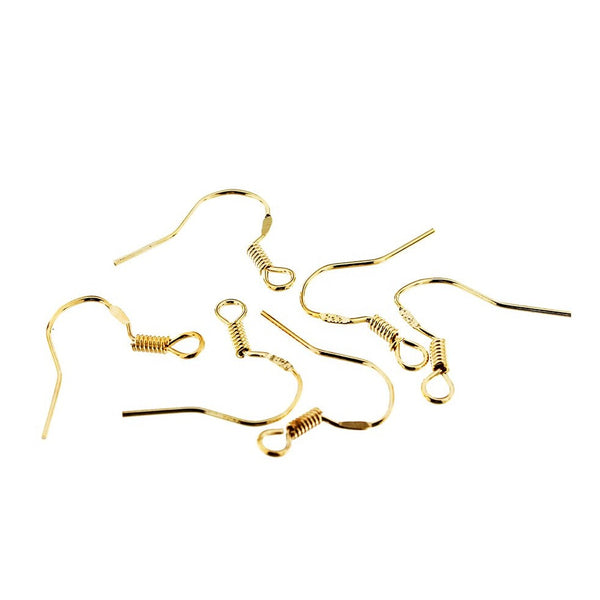 Gold Tone Brass Earrings - French Style Hooks - 15.5mm x 17mm - 10 Pieces 5 Pairs - BR113
