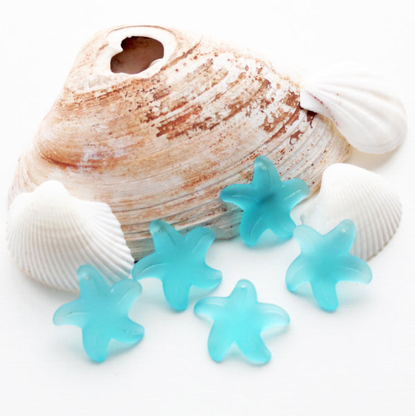 Blue Starfish Sea Glass Charm - U113