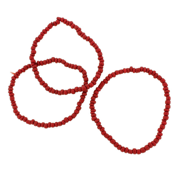 Seed Glass Bead Bracelets - 65mm - Ruby Red - 5 Bracelets - BB098