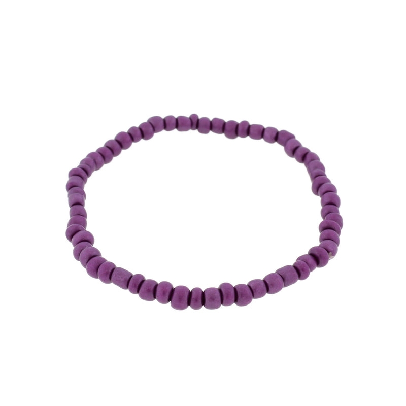 Seed Glass Bead Bracelets - 65mm - Royal Purple - 5 Bracelets - BB099