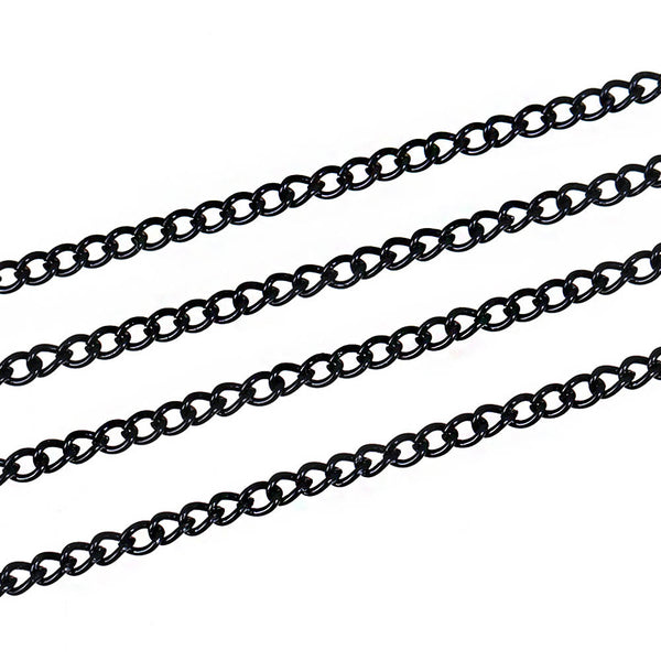BULK Black Color Curb Chain 32 ft - 3mm - FD173
